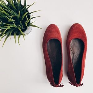 Salvatore Ferragamo Red Suede Ballet Flat